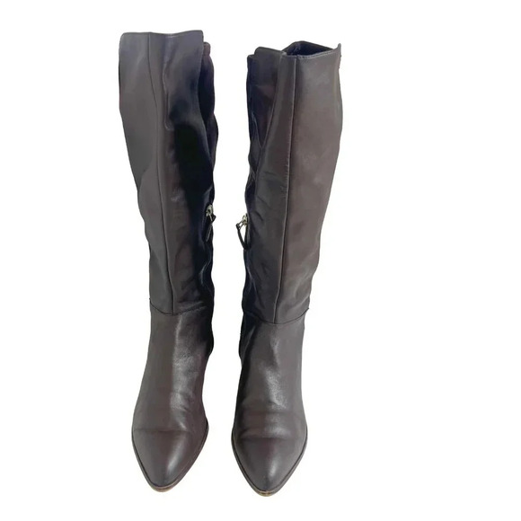 Nine West Brown Leather Faux Suede Knee High Pointed Toe Boots Size 10 - Picture 4 of 11